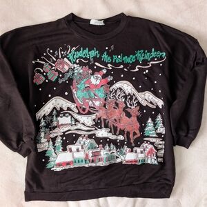 Vintage Rudolph the Red-Nosed Reindeer Black Sweater